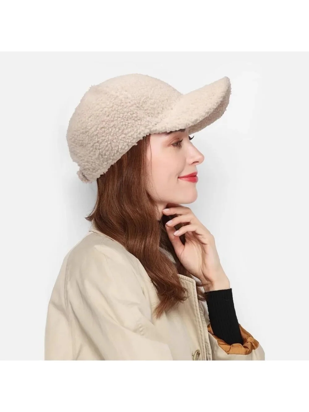 Cozy Unisex Winter Baseball Cap - Adjustable Solid Color Lamb Wool Hat